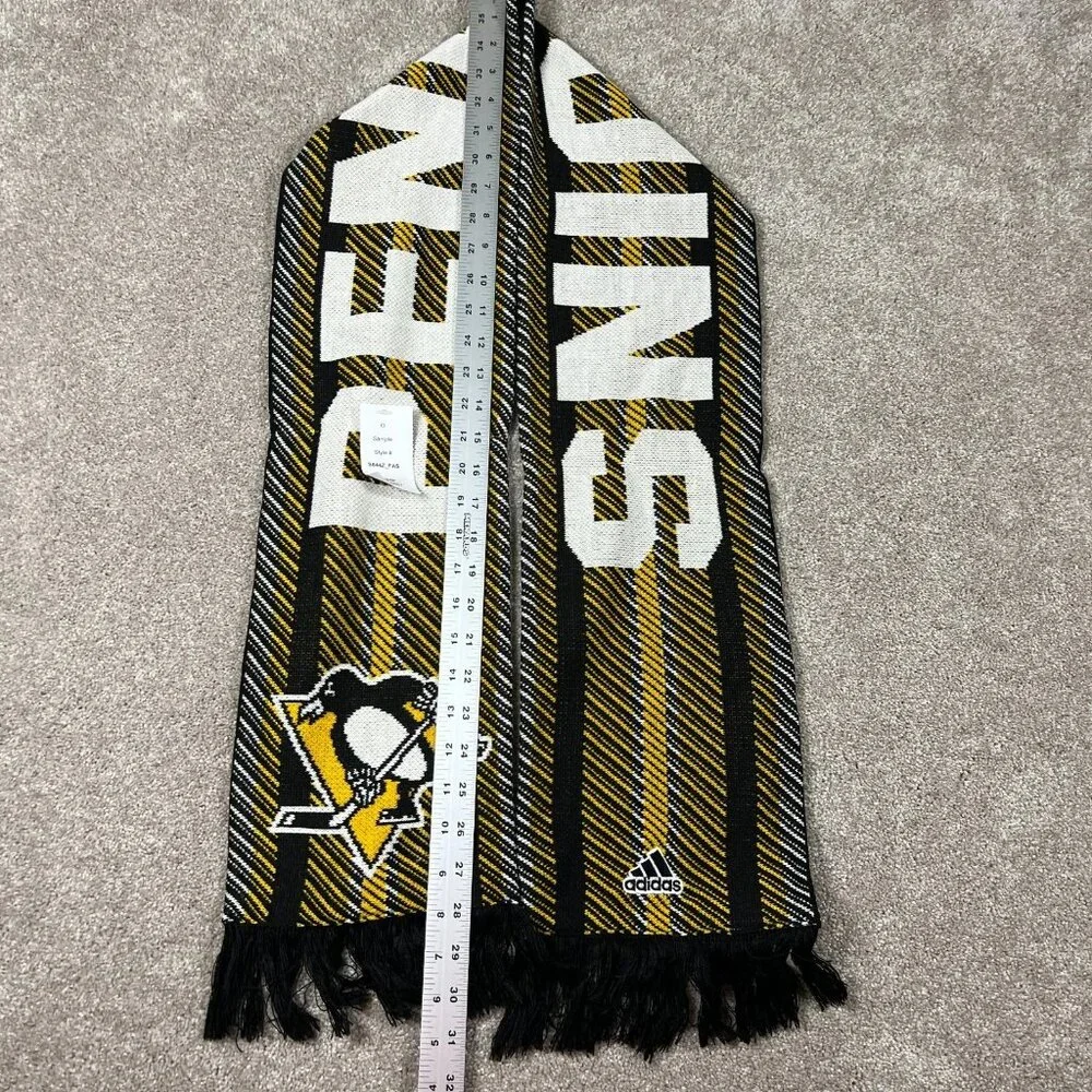 Adidas Unisex One Size Yellow Black Pittsburgh Penguins NHL Hockey Scarf NWT‎